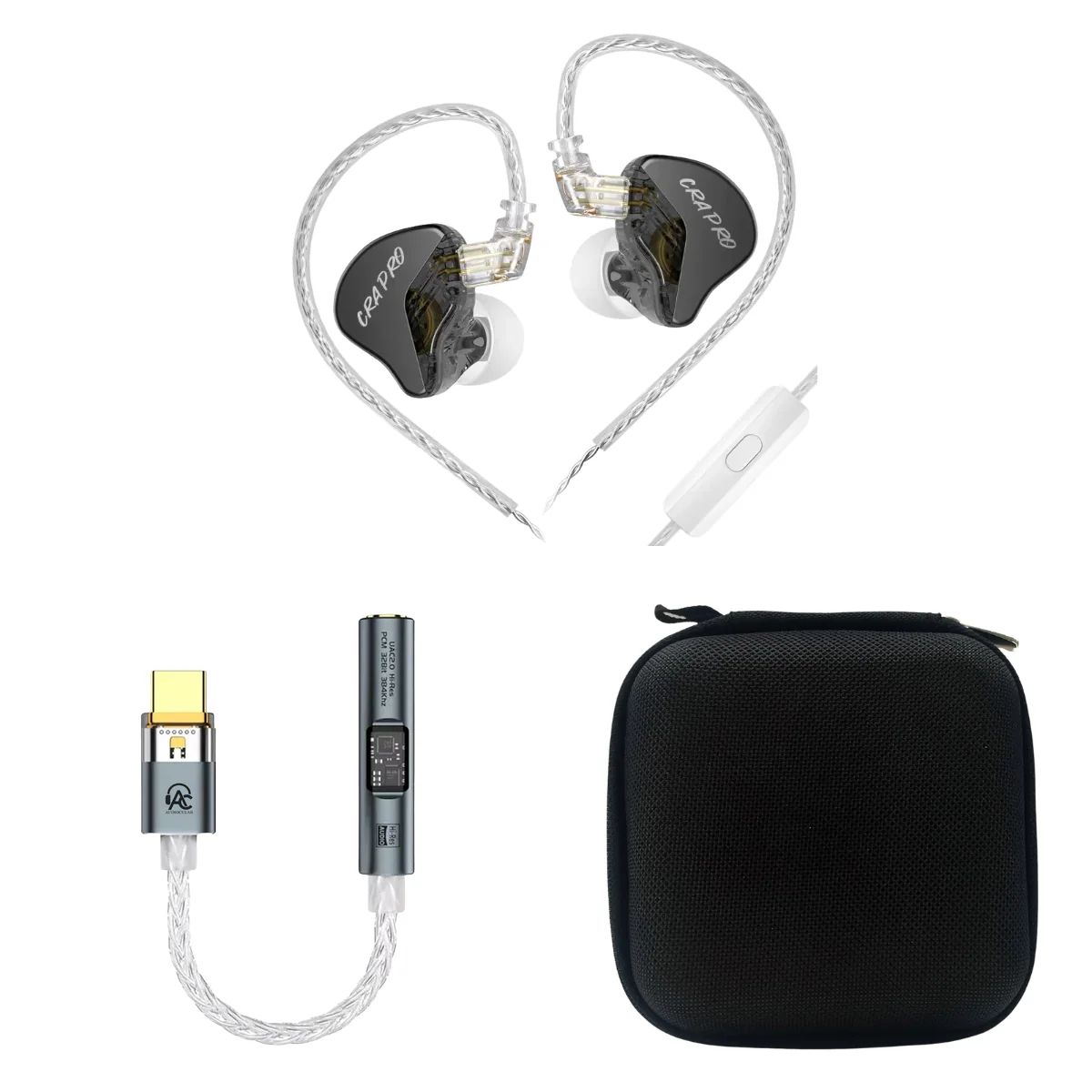 CCA CRA Pro IEM With Mic, Audiocular Spark DAC & EarAudio Carry Case