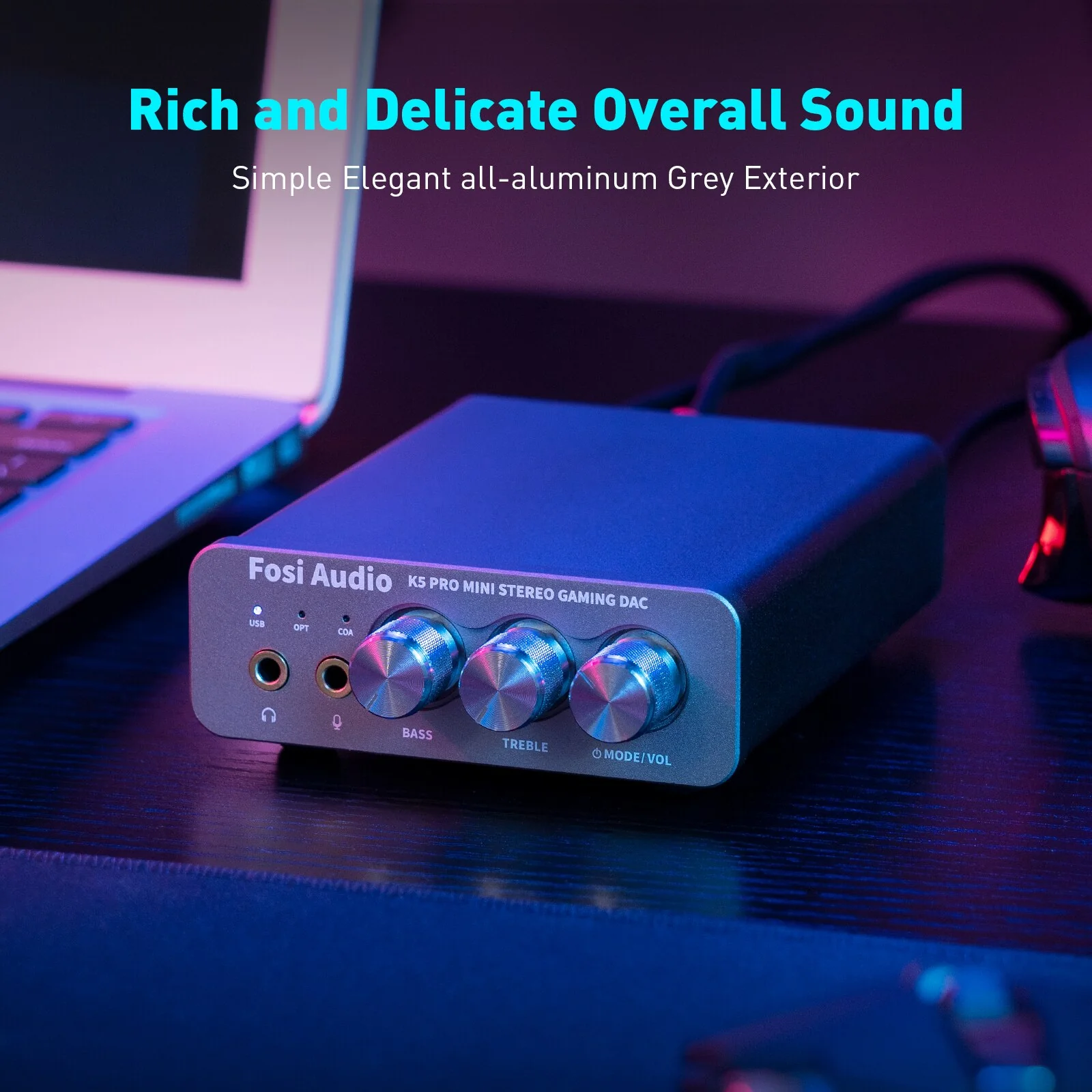 Fosi Audio K5 Pro Gaming DAC & Headphone Amplifier - Image 3