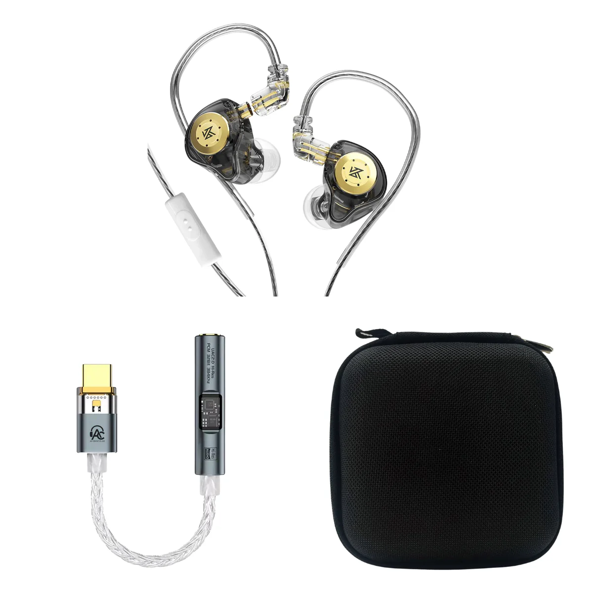 KZ EDX Pro Wired IEM With Mic, Audiocular SPARK DAC & EarAudio Carry Case